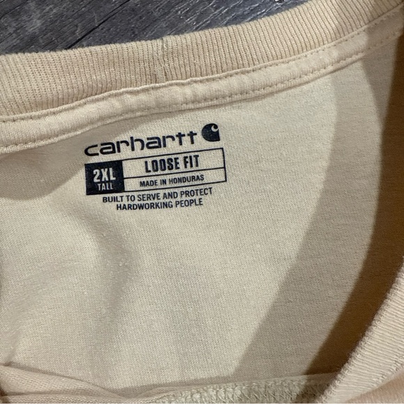 Set of 2 Carhartt Men's Burnt Orange and Cream Long Sleeve Tee Carthartt sleeve - Picture 6 of 7